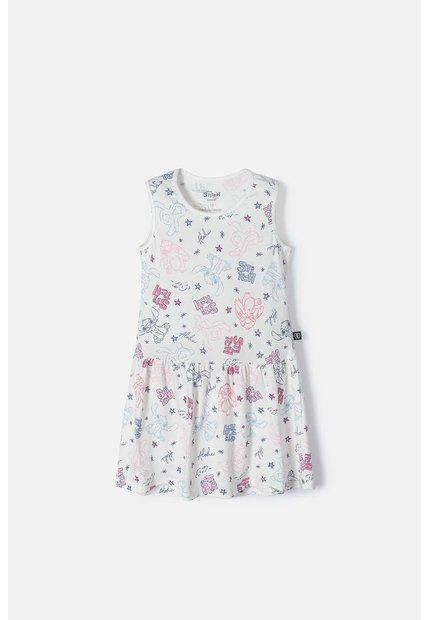 Vestido De Stitch Marfil Manga Sisa Con Bolero Para Niña 4