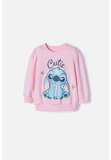 Buzo De Stitch Rosado Claro Cerrado Para Niña 2T A 5T 4T