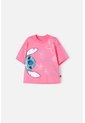 Camiseta De Stitch Rosada Manga Corta Para Niña 12 de Disney