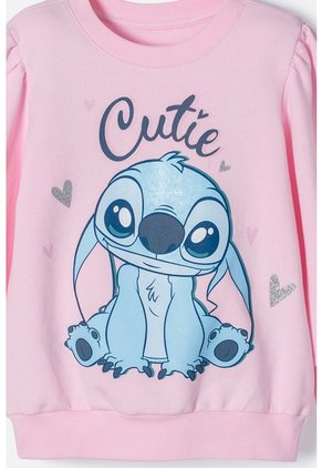 Buzo De Stitch Rosado Claro Cerrado Para Niña 2T A 5T 4T