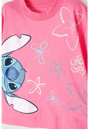 Camiseta De Stitch Rosada Manga Corta Para Niña 12