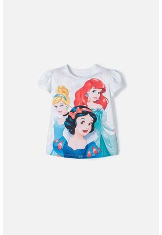 Camiseta De Princesas Disney Blanca Manga Corta Para Niña 2T A 5T 4T Disney