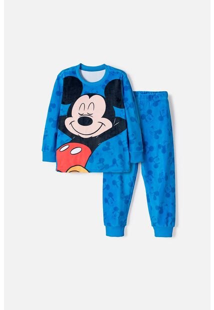 Pijama De Mickey Mouse Pantalón Largo Azul Para Niño 2T A 6T 2T