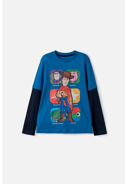 Camiseta De Toy Story Manga Larga Azul Para Niño 8