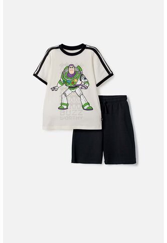 Conjunto De Toy Story Con Bermuda Marfil Y Negro Para Niño 6 Disney
