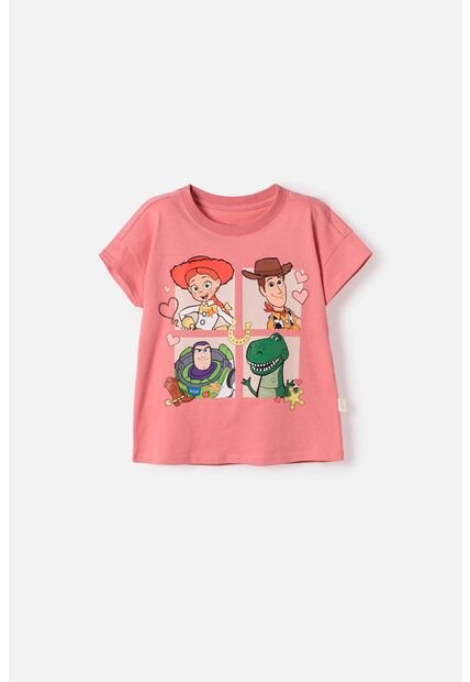 Camiseta De Toy Story Manga Corta Rosada Para Niña 3T A 6T 5T