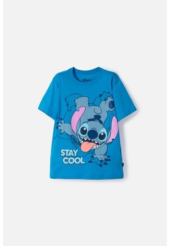 Camiseta De Lilo & Stitch Azul Estampada En Frente Para Niño 8 Disney