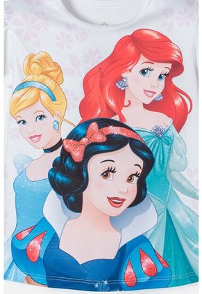 Camiseta De Princesas Disney Blanca Manga Corta Para Niña 2T A 5T 5T