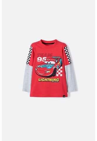 Camiseta Cars Manga Larga Multicolor Para Niño 2T A 5T 4T Disney