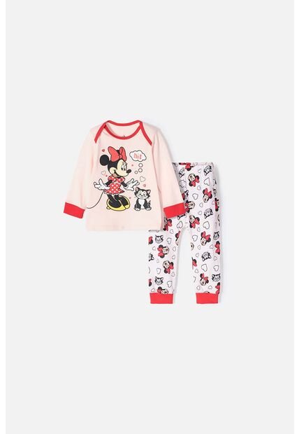 Pijama De Minnie Mouse Estampado Rosado Para Bebé Niña 6-9