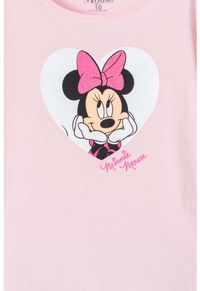 Camiseta De Minnie Mouse Manga Corta Rosada Para Niña 6