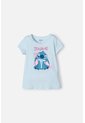 Camiseta De Stitch Manga Corta Azul Para Niña 10 de Disney