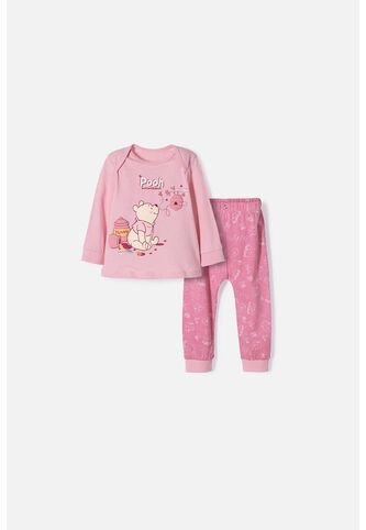 Pijama De Winnie The Pooh Pantalón Largo Rosado Para Bebé Niña 12-18 Disney