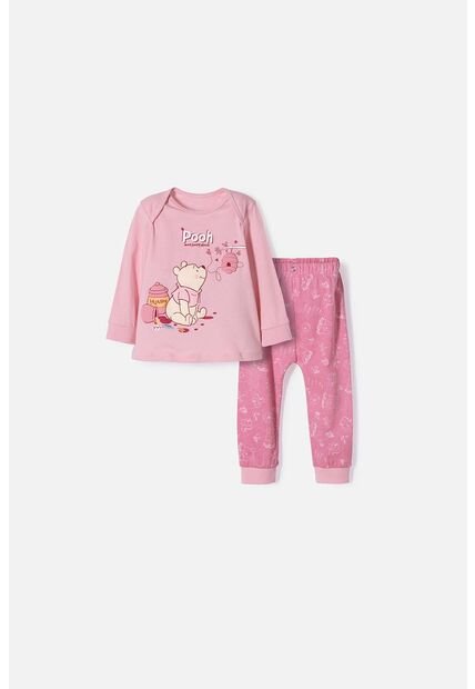 Pijama De Winnie The Pooh Pantalón Largo Rosado Para Bebé Niña 12-18