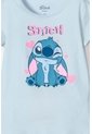 Camiseta De Stitch Manga Corta Azul Para Niña 10 de Disney