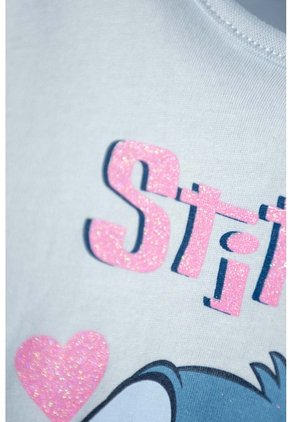 Camiseta De Stitch Manga Corta Azul Para Niña 10