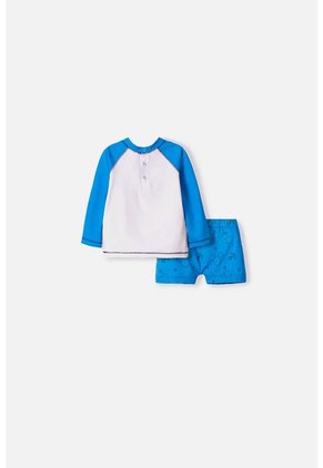 Conjunto De Baño De Mickey Mouse Azul Manga Larga Para Bebé Niño 6-9