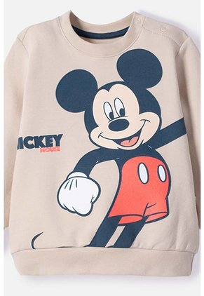 Buzo De Mickey Mouse Caqui Estampado En Frente Para Bebé Niño 3-6