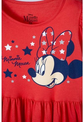Vestido De Minnie Mouse Manga Sisa Rojo Para Niña 8