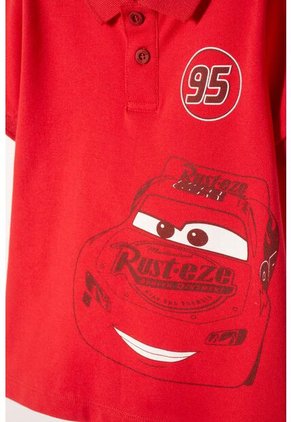 Camiseta Tipo Polo De Cars Rojo Para Niño 2T A 5T 4T