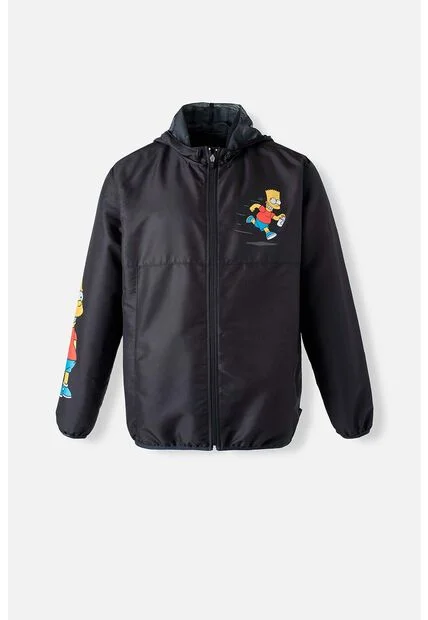 Chaqueta De Los Simpson Con Cierre Y Capucha Negro Para Hombre S