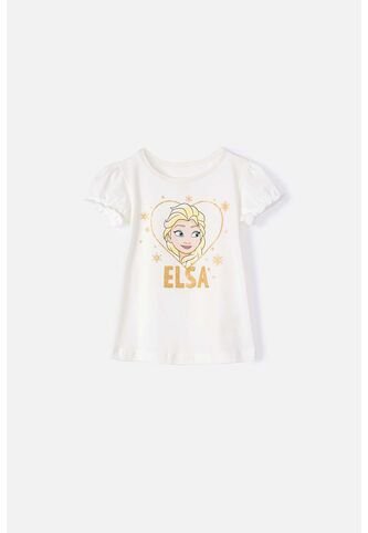 Camiseta De Elsa Marfil Manga Corta Para Niña 2T A 5T 5T Disney