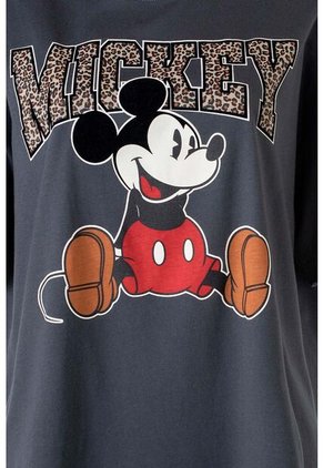 Camiseta De Mickey Mouse Manga Corta Gris Para Mujer L