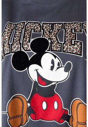 Camiseta De Mickey Mouse Manga Corta Gris Para Mujer L