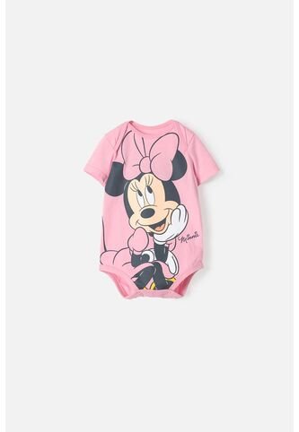 Body De Minnie Mouse Manga Corta Rosado Para Bebé Niña 3-6 Disney