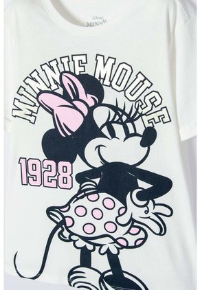 Camiseta De Minnie Mouse Marfil Manga Corta Para Niña 10