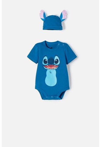 Body De Stitch Con Gorro Azul Para Bebé Niña 12-18 Disney