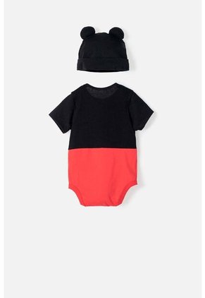 Body De Mickey Mouse Manga Corta Rojo Con Negro Para Bebé Niño 6-9