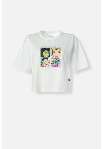 Camiseta Villanas Disney Marfil Boxy Fit Para Mujer XS Disney