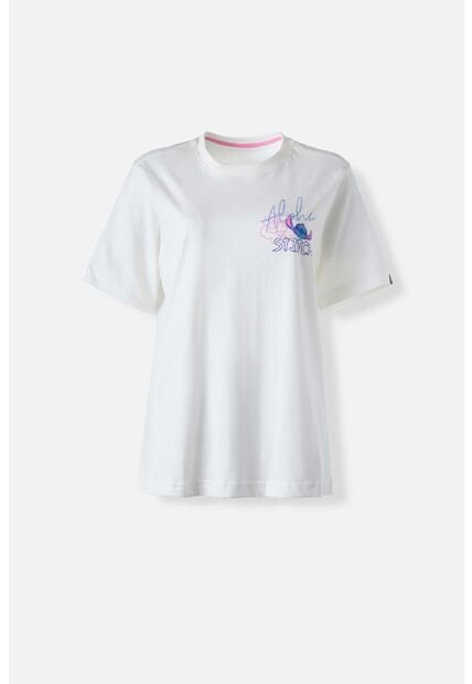 Camiseta De Stitch Marfil Regular Fit Para Mujer XS