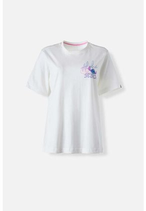 Camiseta De Stitch Marfil Regular Fit Para Mujer XS