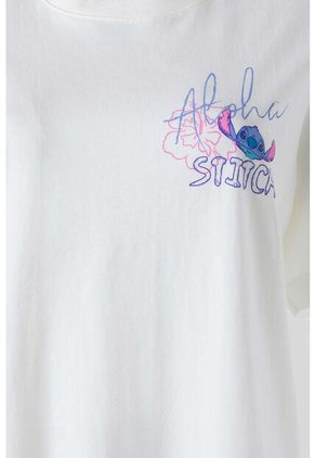 Camiseta De Stitch Marfil Regular Fit Para Mujer XS