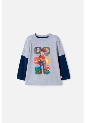 Camiseta De Toy Story Manga Larga Gris Y Azul Para Niño 3T A 6T 5T