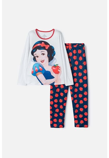 Pijama De Blancanieves Blanca Y Azul De Camiseta Manga Larga Para Niña 10