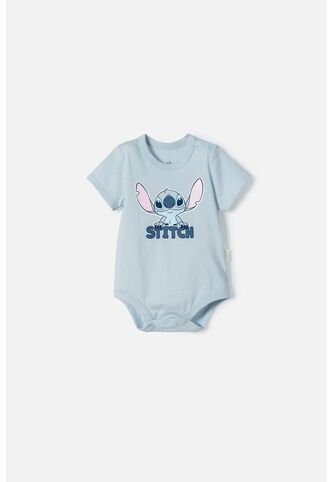 Body De Lilo Y Stitch Azul Con Ajuste En Entrepierna Para Bebé Niña 6-9 Disney