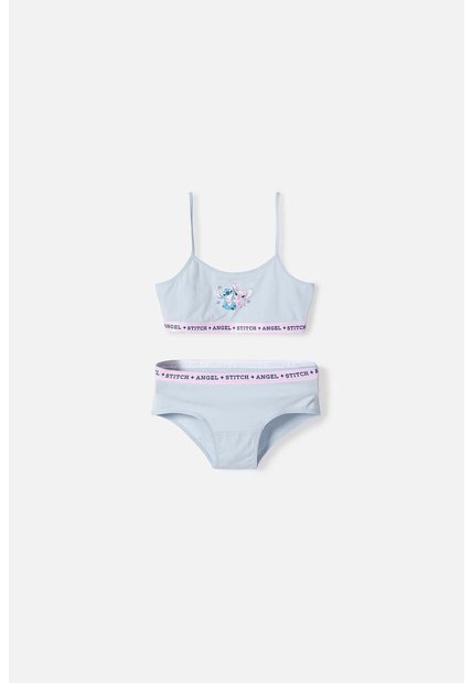 Conjunto De Top Y Panty De Stitch Azul Cielo Para Niña 4