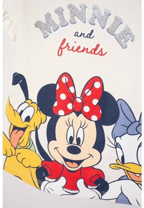 Camiseta De Minnie Mouse Manga Corta Marfil Para Niña 2T A 5T 2T