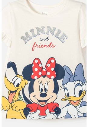 Camiseta De Minnie Mouse Manga Corta Marfil Para Niña 2T A 5T 2T