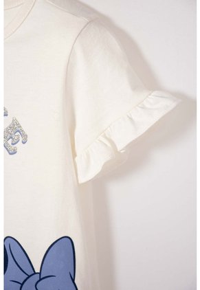 Camiseta De Minnie Mouse Manga Corta Marfil Para Niña 2T A 5T 2T