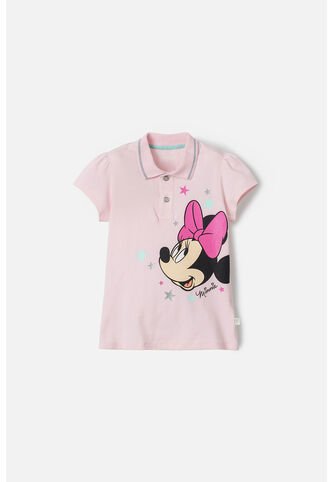 Camiseta De Minnie Mouse Rosada Tipo Polo Para Niña 6 Disney