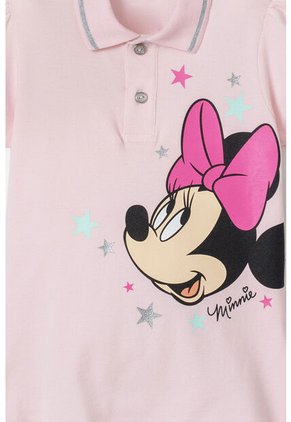 Camiseta De Minnie Mouse Rosada Tipo Polo Para Niña 6