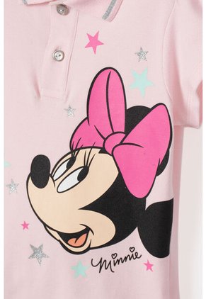 Camiseta De Minnie Mouse Rosada Tipo Polo Para Niña 6
