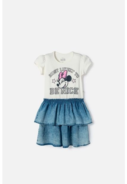 Vestido De Minnie Mouse Marfil De Falda Con Boleros Para Niña 4