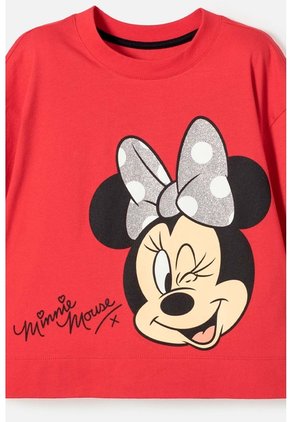Camiseta De Minnie Mouse Manga Corta Rojo Para Niña 4