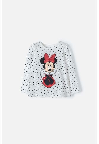 Camiseta Minnie Mouse Marfil Manga Larga Para Niña 2T A 5T 2T Disney
