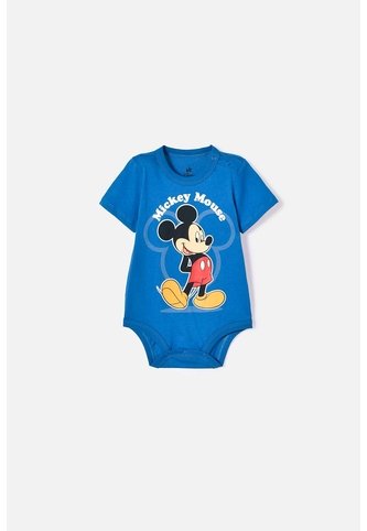 Body De Mickey Mouse Manga Corta Azul Para Bebé Niño 6-9 Disney